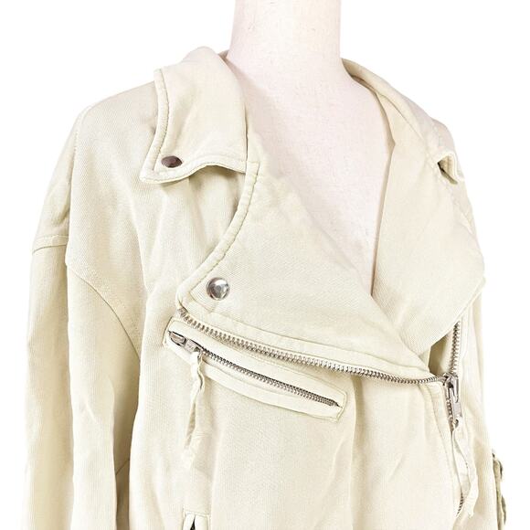 FREE PEOPLE WE THE FREE Rebel Rebel Knit Moto Cotton Terry Jacket Size M - Picture 3 of 10